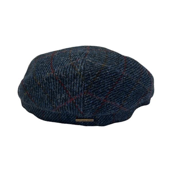 Navy  Herringbone Harris Tweed Flat Cap