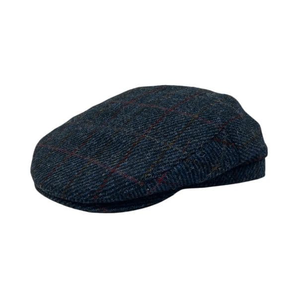 Navy Herringbone Harris Tweed Flat Cap