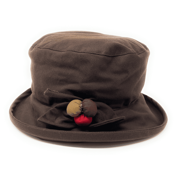 Olney Wax Cotton Berry Showerproof Bucket Hat (Brown/Green)