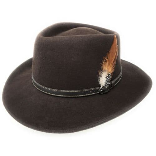 Outback Brown Fedora Showerproof Hat