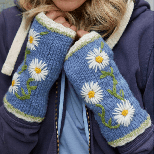 Pachamama Hand knitted Daisy Chain Handwarmers
