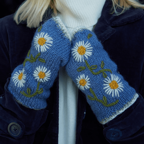Pachamama Hand knitted Daisy Chain Handwarmers