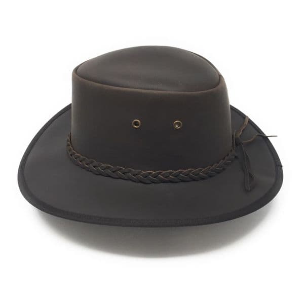 Packable Leather Bush Hat with Chin Strap - Adventurer Dark Brown