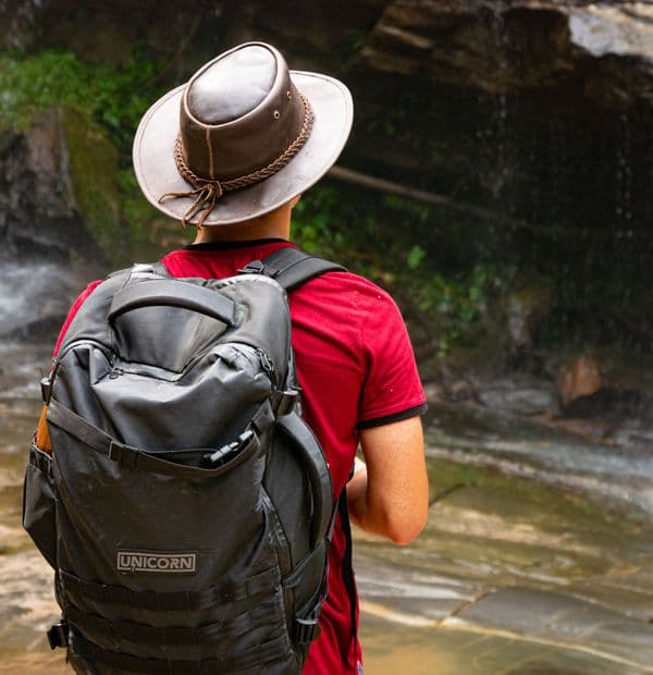 Packable Leather Bush Hat with Chin Strap - Adventurer Dark Brown
