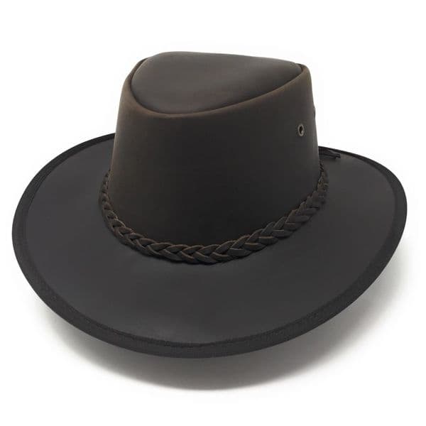 Packable Leather Bush Hat with Chin Strap - Adventurer
