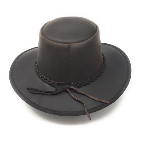Packable Leather Bush Hat with Chin Strap - Adventurer