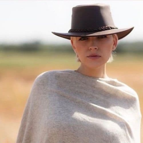 Packable Leather Bush Hat with Chin Strap - Adventurer