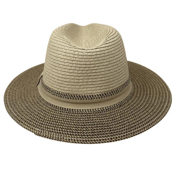 Packable Straw Fedora Summer Hat - Two-Tone Cream/Brown