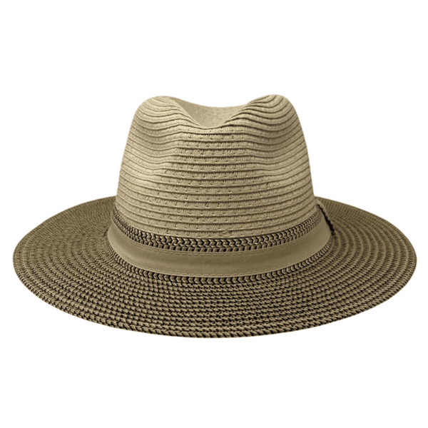 Packable Straw Summer Fedora Hat - Two-Tone Cream/Brown