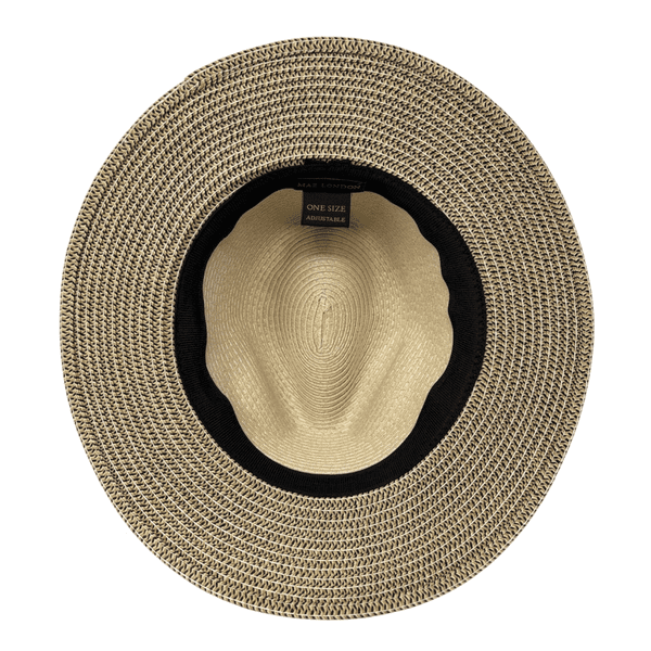 Packable Straw Summer Fedora Hat - Two-Tone Cream/Brown