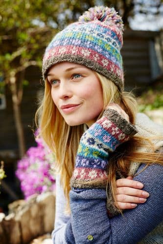 Perenniel Fair Isle Wool Bobble Beanie Hat - Bloomsbury