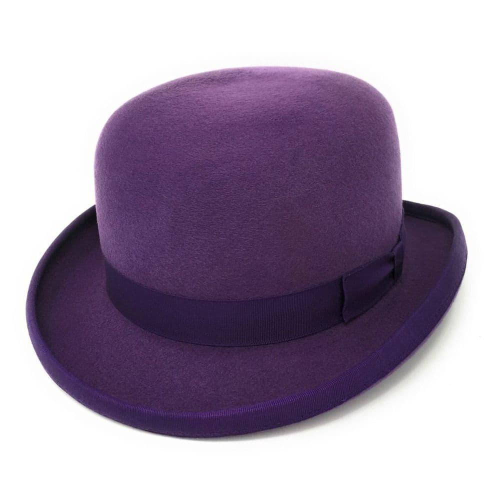 Purple Bowler Hat Wool Felt