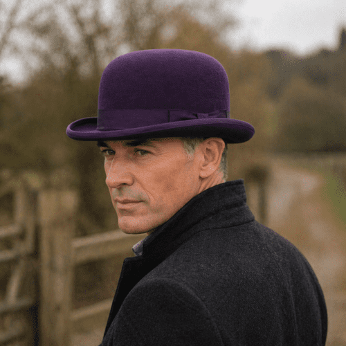 Purple Bowler Hat - Wool Felt