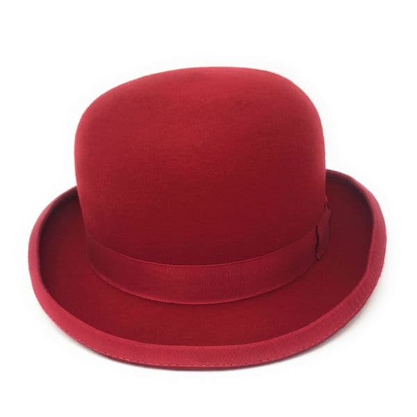 Red Bowler Hat - Wool Felt