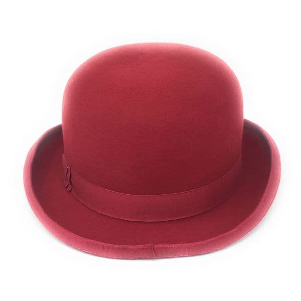 Red Bowler Hat - Wool Felt