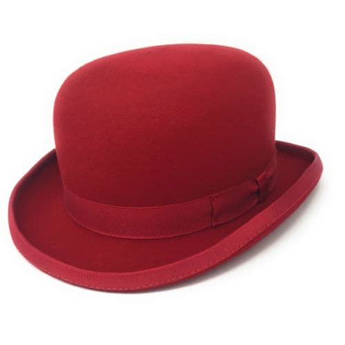 Red Bowler Hat - Wool Felt