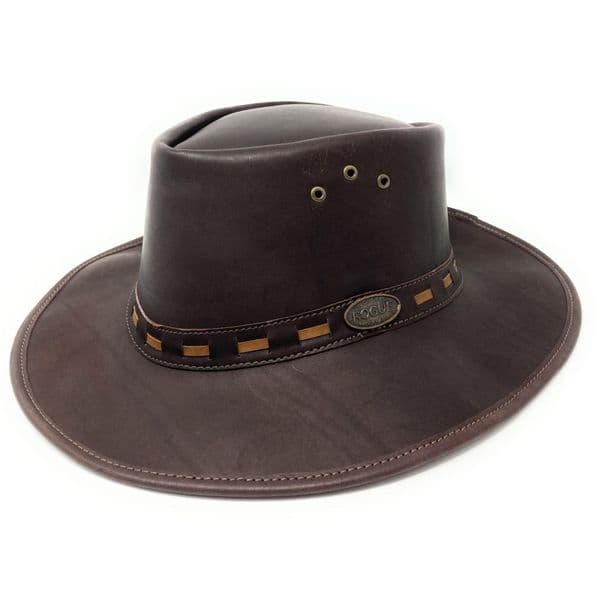 Rogue Brown Ranger Explorer Leather Bush Hat 127X with chin strap