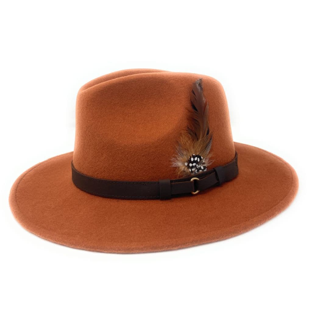 Rust Brown Fedora Hat Showerproof Wool Ranger