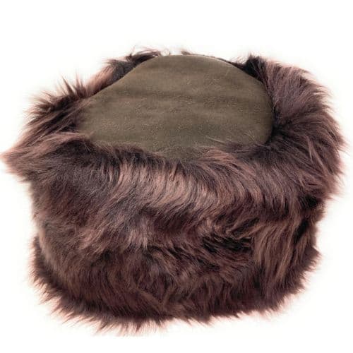 Sheepskin Cossack Style Snow Queen Hat - Brown Kineton