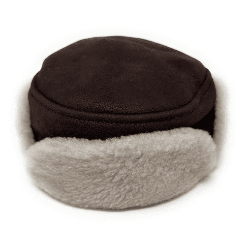 Sheepskin Genuine Leather Trapper Hat - Brown Forest