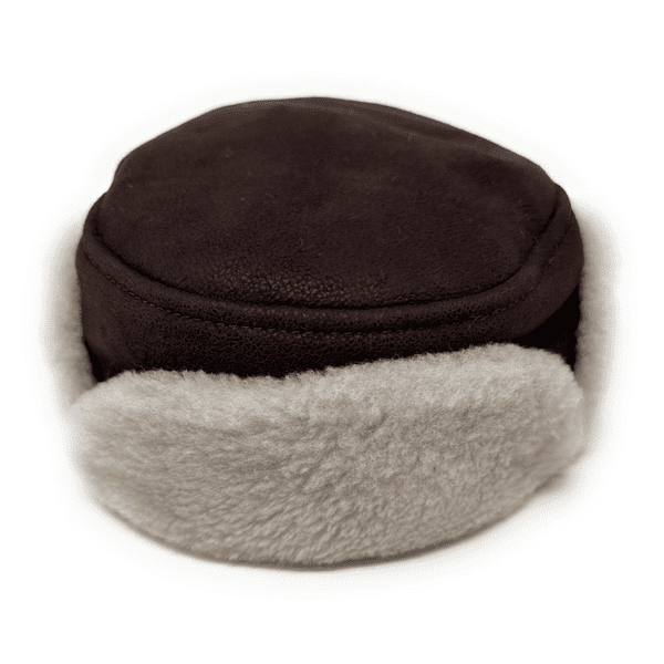 Sheepskin Genuine Leather Trapper Hat - Brown Forest