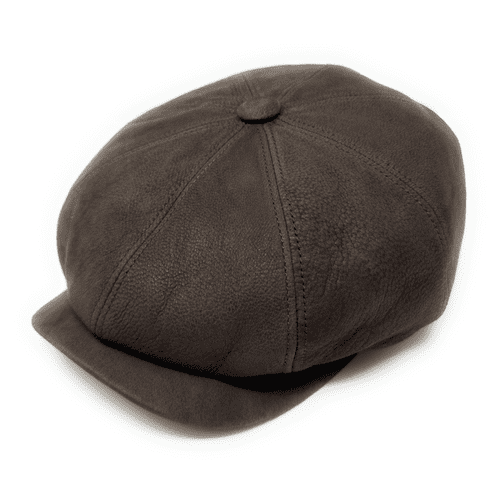 Sheepskin Leather Newsboy Bakerboy Cap - 8 piece - Brown