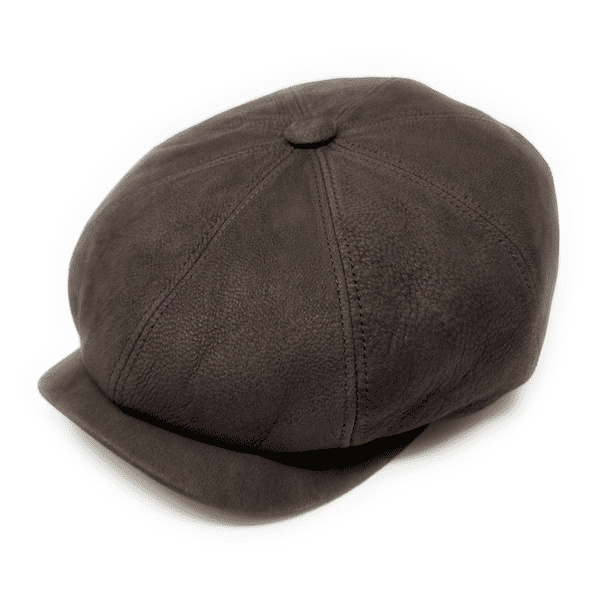 Sheepskin Leather Newsboy Bakerboy Cap - 8 piece - Brown