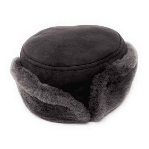 Sheepskin Suede Genuine Leather Trapper Hat - Brown Tone