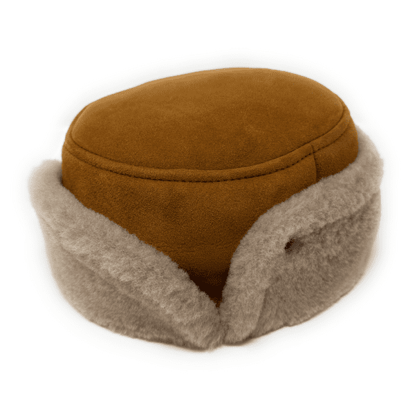 Sheepskin Suede Genuine Leather Trapper Hat - Tan