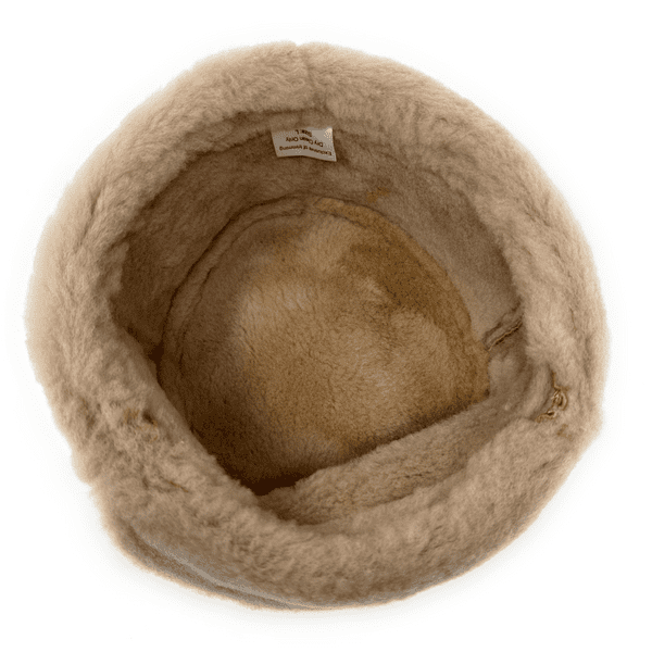 Sheepskin Suede Genuine Leather Trapper Hat - Tan