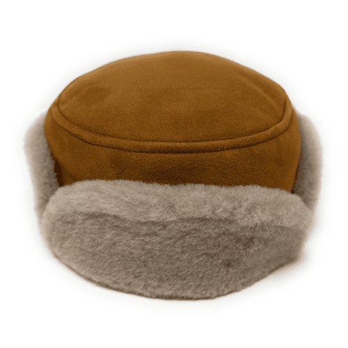Sheepskin Suede Genuine Leather Trapper Hat - Tan