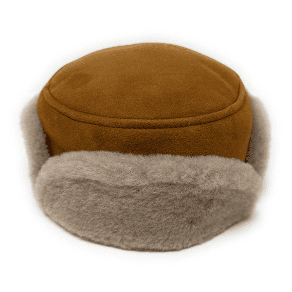 Sheepskin Suede Genuine Leather Trapper Hat - Tan