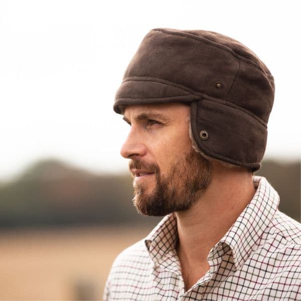 Sheepskin Suede Genuine Leather Trapper - Tan