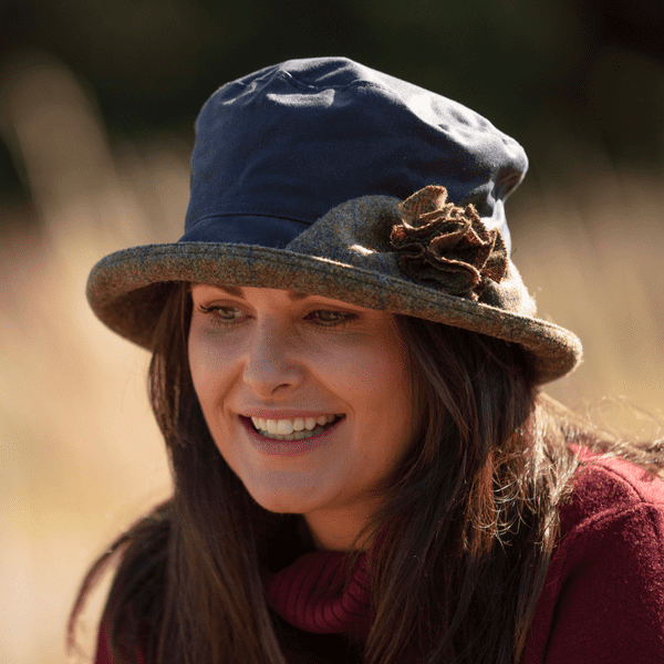 Short Brim Showerproof Bucket Hat - Navy, Black, Green  - Ginette