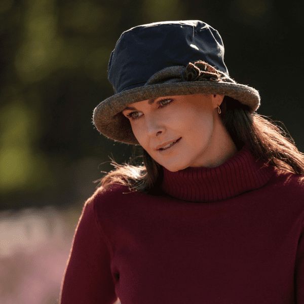 Short Brim Showerproof Bucket Hat - Navy, Black, Green  - Ginette