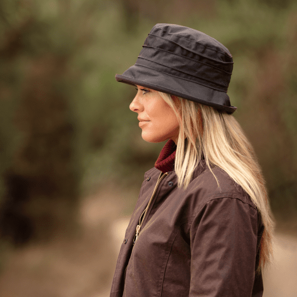 Short Brim Showerproof Bucket Hat - Navy, Brown, Green - Nola