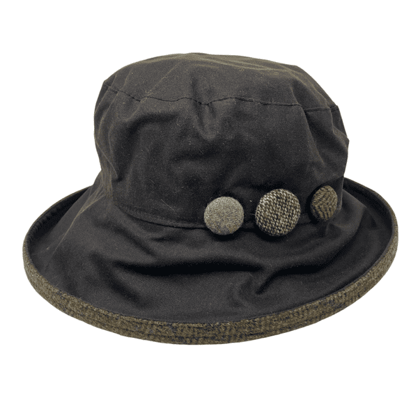 Showerproof Waxed Cotton Bucket Hat - Navy, Brown, Green - Milly