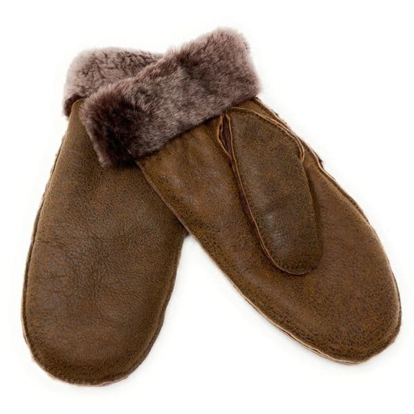 Small Rusty Brown Sheepskin Mittens