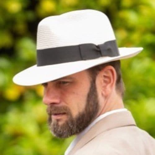 Snap Brim Panama Style Summer Fedora Hat with Black Band