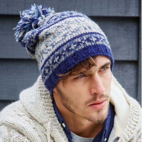 Stornoway Slouchy Bobble Beanie - Blue