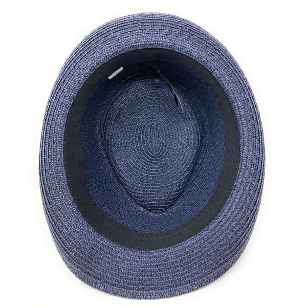 Straw Diamond Crown Packable Pork Pie Hat with Removable Feather - Black