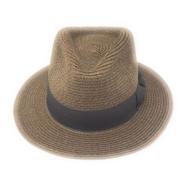 Straw Fedora Summer Hat - Packable - Brown