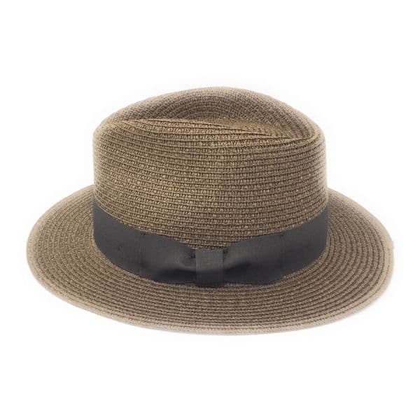 Straw Fedora Summer Hat - Packable - Brown