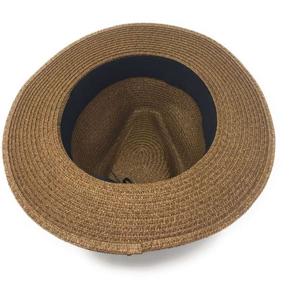Straw Fedora Summer Hat - Packable - Brown