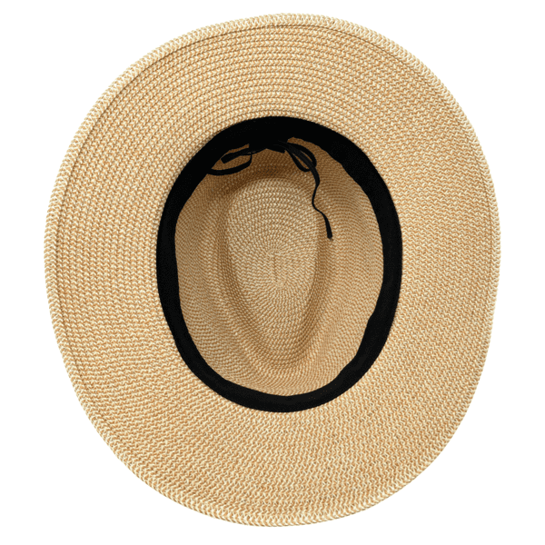 Straw Fedora Summer Hat with Light Brown Band Packable