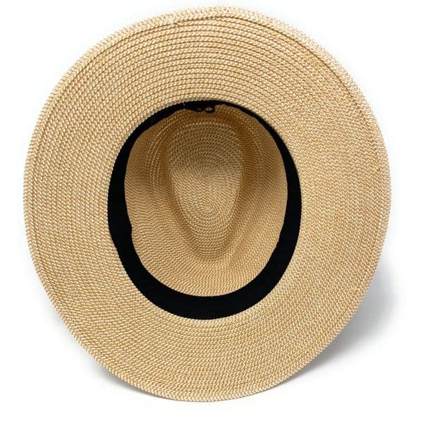 Straw Fedora Summer Packable Hat - Natural with Red Band