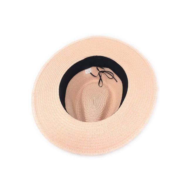 Straw Fedora Summer Packable Hat - Pink