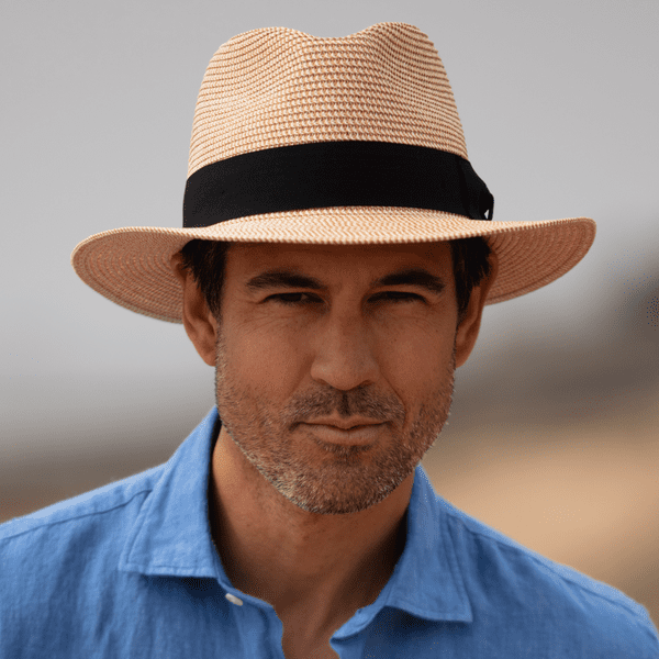 Straw Fedora Summer Packable Hat - Wheat