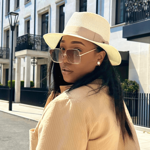 Straw Summer Fedora Hat - Cream with Brown Band