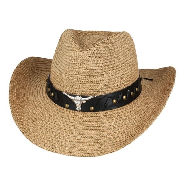 Summer Cowboy Hat - Beige Longhorn